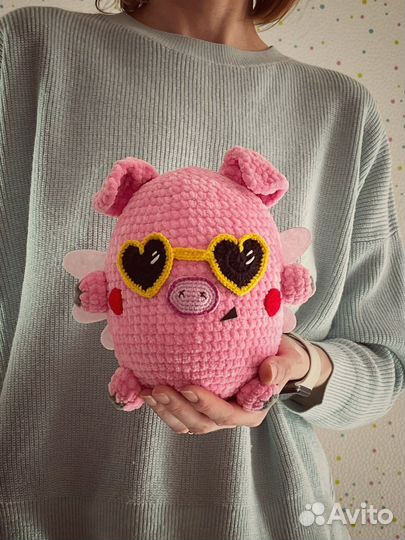 Игрушки ручной работы- поросёнок, корова, моланг