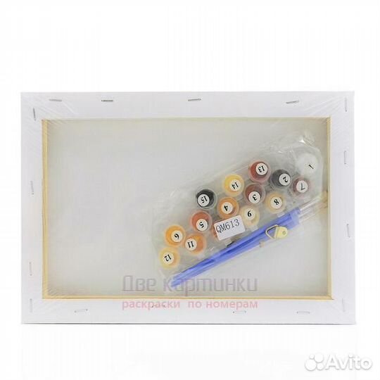 Картина по номерам 20x30 Щенок и котенок с букетом