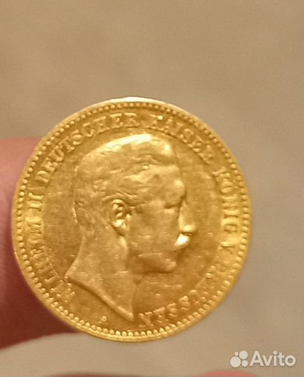 Золотая монета 10 марок 1898 Пруссия