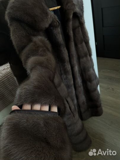 Шуба норковая с капюшоном