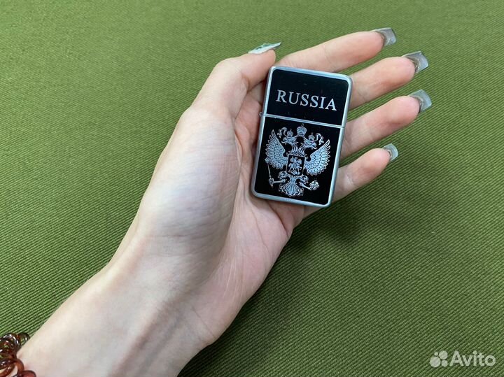 Зажигалка газовая турбо Russia Серебристая