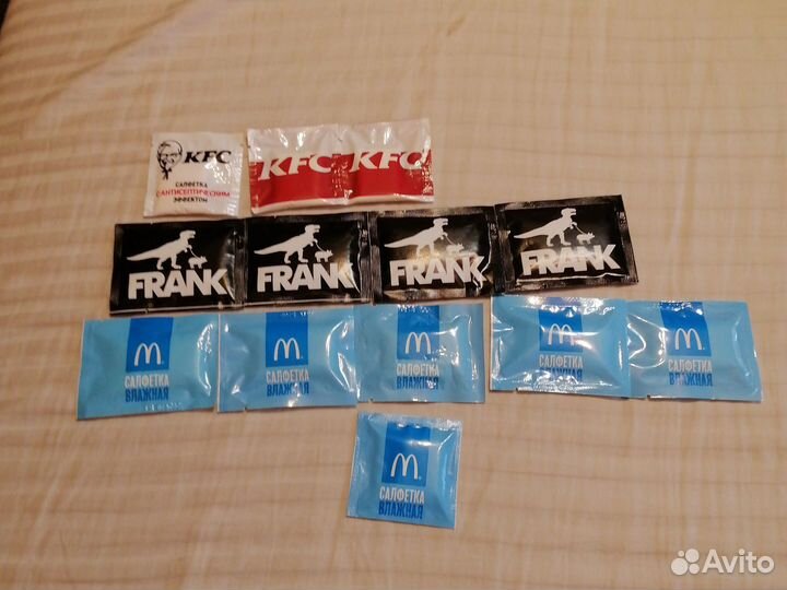 Влажные салфетки из KFC, frank, mcdonal'S