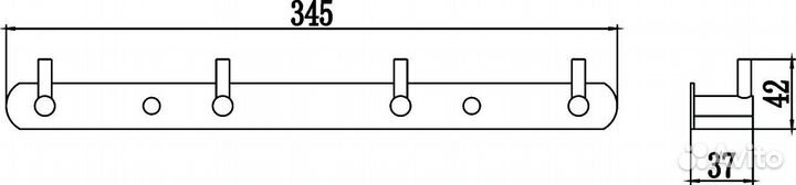 Планка с крючками (4 крючка) Savol (S-007214H)