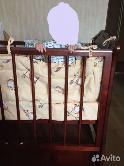 Кроватка детская новая с матрасом, бортиком и моби