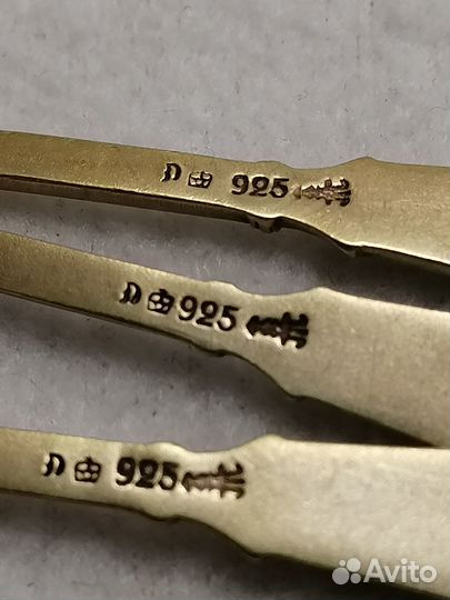 Ложки чайно-кофейные 3 шт. Серебро 925 проба. Эмал