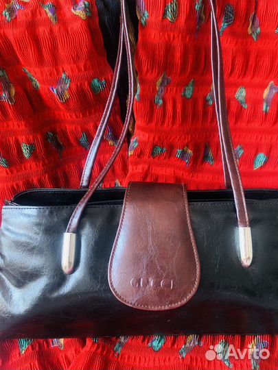 Сумка-багет натуральная кожа