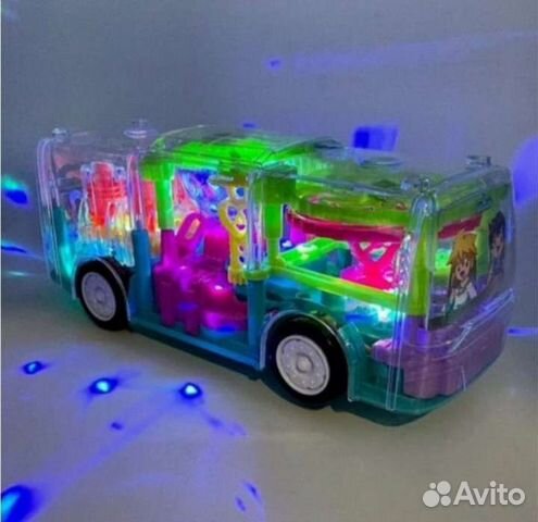 Прозрачная машина автобус с шестиренками