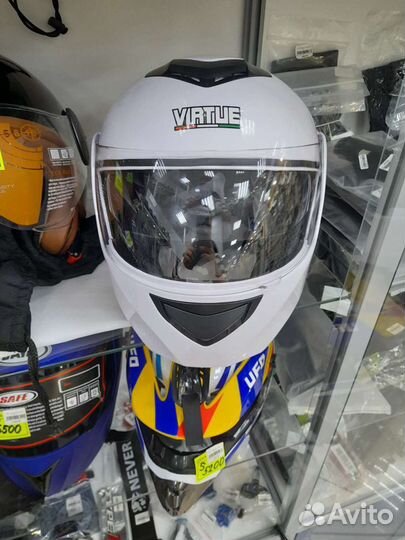 Мото шлем модуляр Virtue белый защита DOT