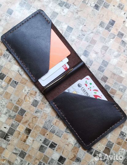 Зажим для денег из натуральной кожи ручной работы
