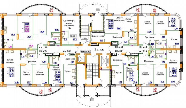 2-к. квартира, 60,9 м², 1/11 эт.