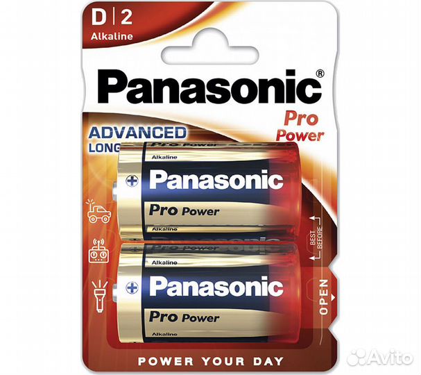Батарейки Panasonic LR20XEG/2BP D щелочные Pro Pow