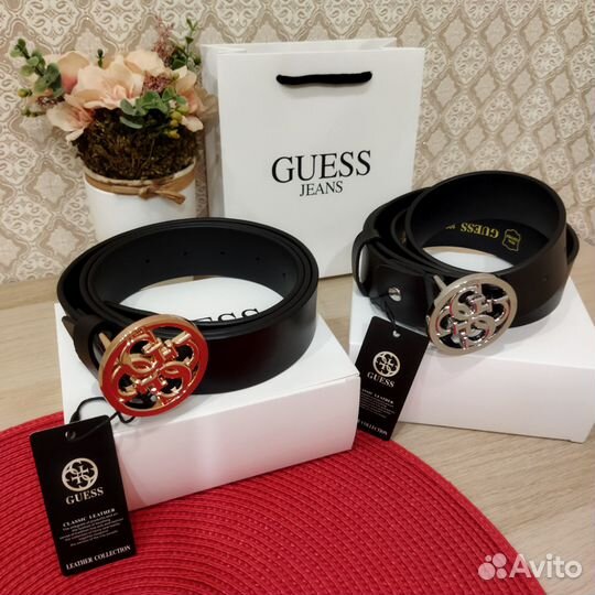 Ремень Guess натуральная кожа в коробке и пакете