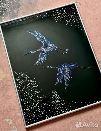 Картина с кристаллами Swarovski Журавли