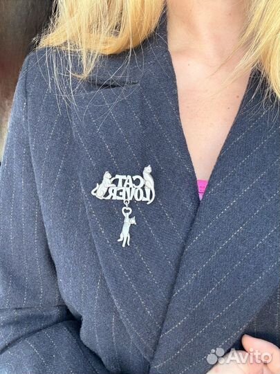 Винтажная брошь с котами, JJ, 1978 г