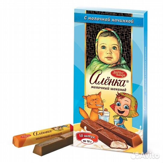 Шоколад Алёнка с молочной начинкой в стиках 100 г