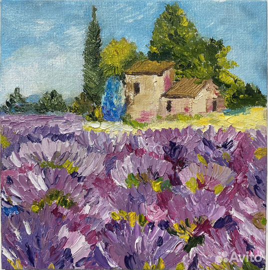 Картина маслом прованс. Летний пейзаж. Лаванда