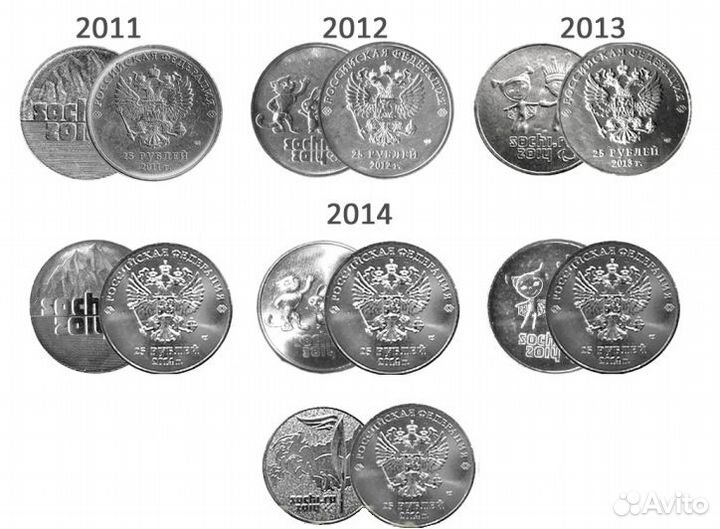 Олимпиада в Сочи-2014.-7 видов,др.25-ти рублевые