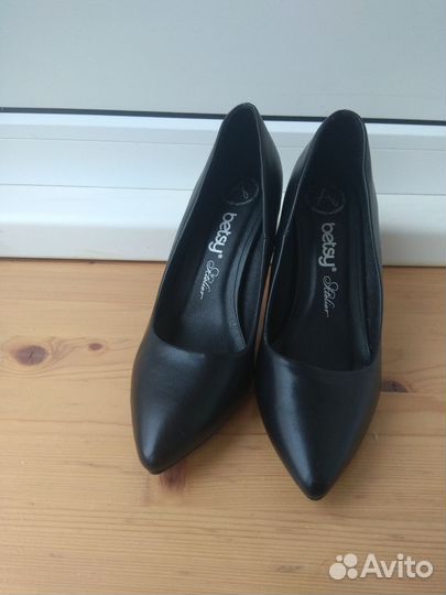 Черные кожаные Туфли лодочки