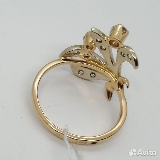 Кольцо / размер 18 / 3,74г / Золото585 / фианиты круглые