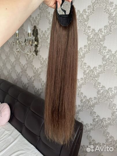 Хвост из натуральных волос 65 см
