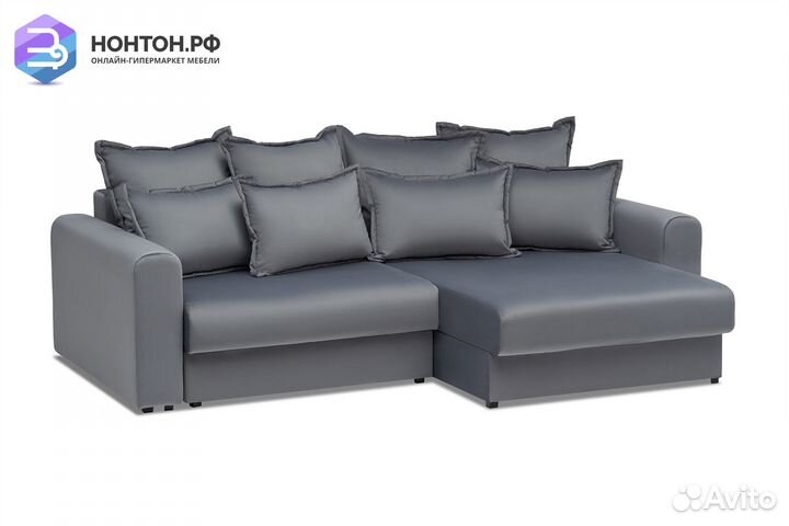 Диван угловой тик-так Омега темно-серый