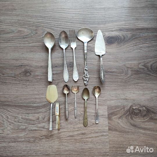 Лопатка пинцет мельхиор позолота ложка вилка СССР