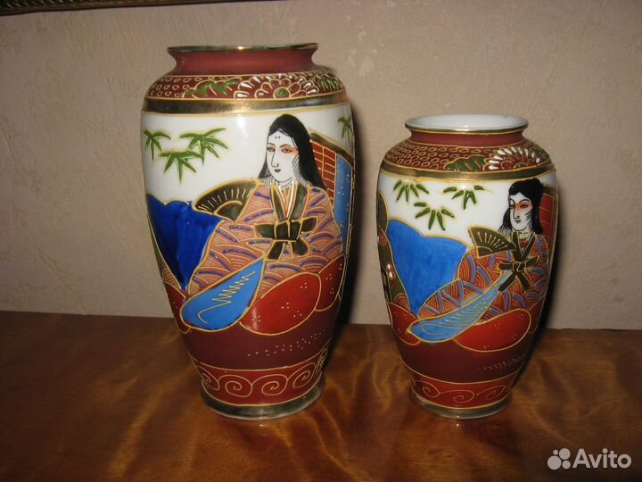 Японские парные вазочки фарфор ручная роспись
