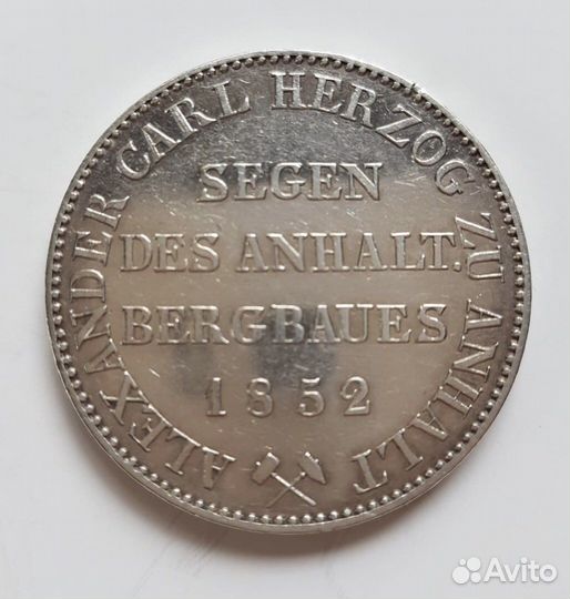 Ангальт- Бернбург 1 талер 1852 год