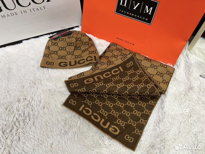 Шапка + шарф gucci