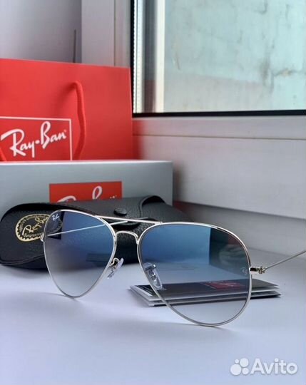 Очки Ray ban aviator авиаторы голубые