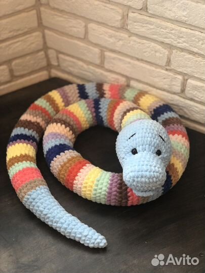 Радужный удав игрушка плюшевая