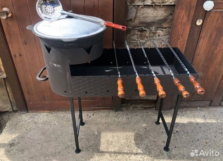 Мангал + казан 12 литров + шампура