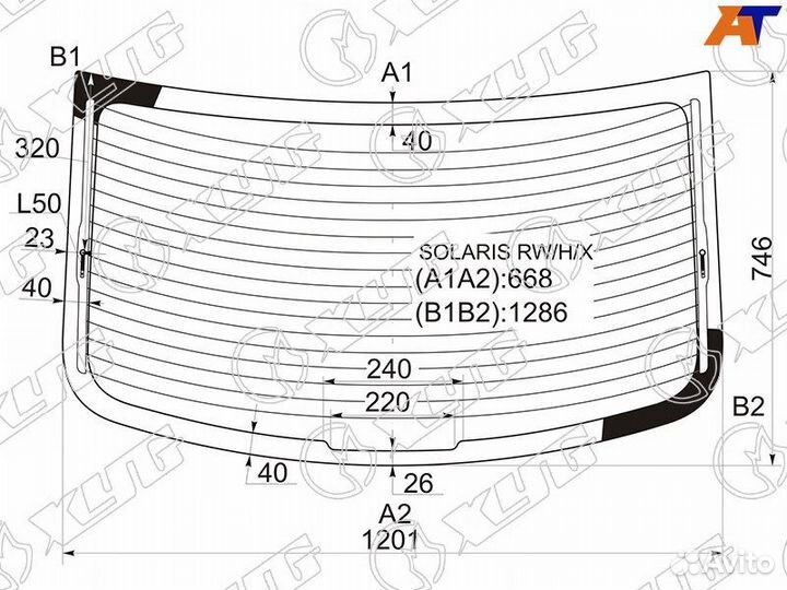 Стекло заднее Hyundai Solaris 1 рестайлинг