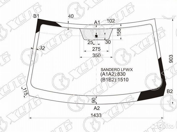 Стекло лобовое renault sandero 08-14