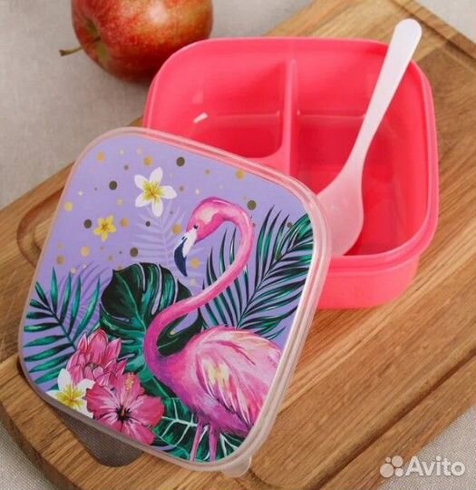 Ланч бокс с ложкой Фламинго 400 мл