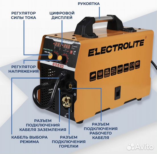 Сварочный полуавтомат инвертор electrolite MIG-260