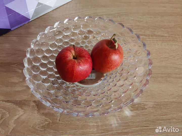 Блюдо стеклянное новое бабл