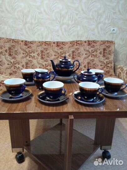 Сервиз чайный лфз кобальт ромб СССР