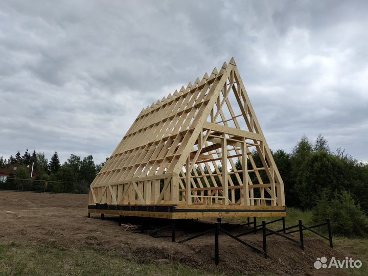 А фрейм с аттиковой стеной (каркас) (A-frame) 6*6