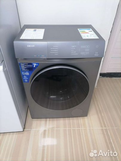 Стиральная машинка новая серая на 7 кг пар Dexp