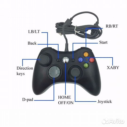 Джойстик xbox 360 проводной