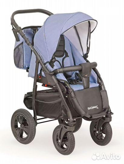 Коляска sonic Plus 3в1, цвет 07 голубой, черный