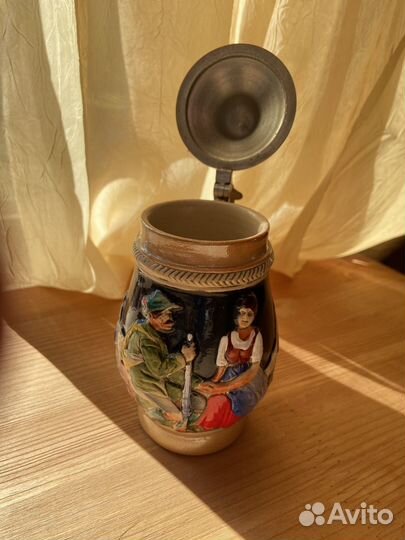 Керамическая пивная кружка с крышкой