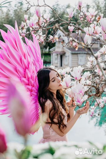 Розовые крылья для фотосессии Барби