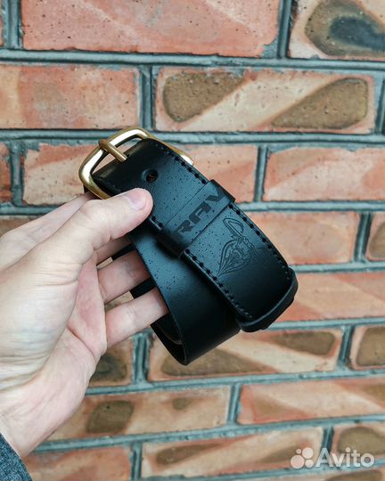 Ремень из натуральной кожи бизона. Пряжка латунь