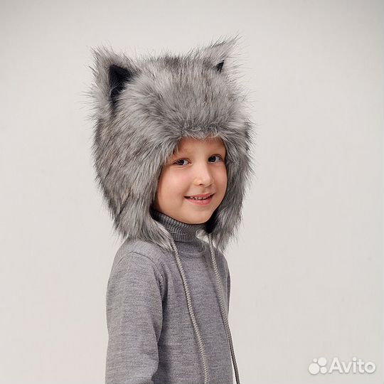 Детская зверошапка Серый Волк-мини. Волкошапка