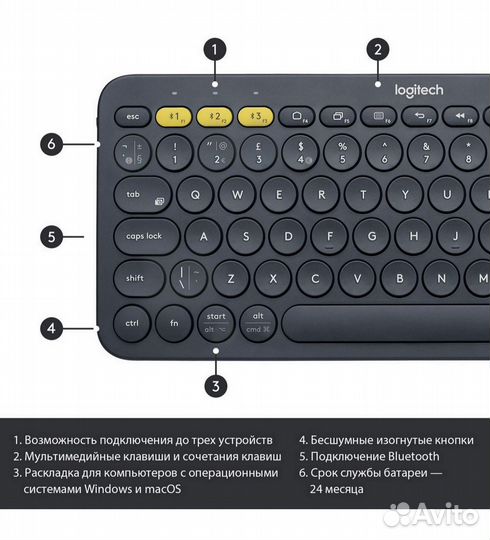 Клавиатура беспроводная logitech k380