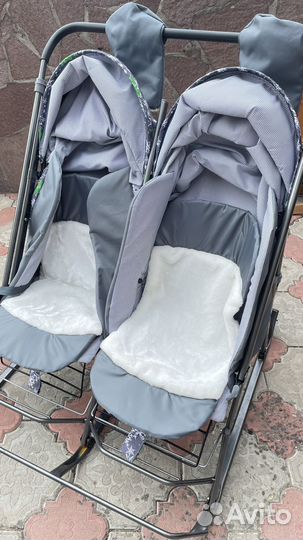 Санки коляска для двойни/близнецов