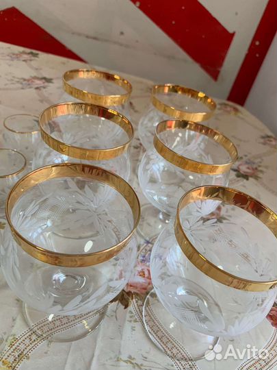 Винные бокалы на ножке с рюмками, набор 12 шт