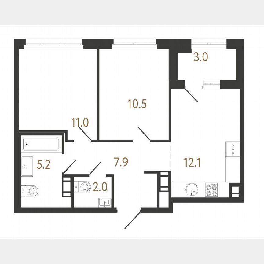 2-к. квартира, 48,7 м², 4/14 эт.